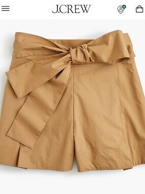 J. Crew Tan High-Waist Tie-Belt Bermuda Shorts